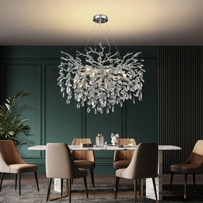 Silver Luxury Tree Branch Chandelier,Modern Chandelier Crystal Light Fixture,Pendant Light