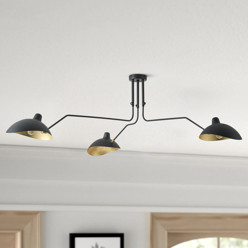 3-lamp Sand Black Adjustable Iron Ceiling Light