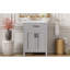 Meuble-lavabo de 24 po, lavabo en céramique, tiroir rabattable, double couche, tablette réglable et charnières à fermeture en douceur pour bien ranger l'évier, fabrication, rangement spacieux, portes, poignées noires, en forme de U