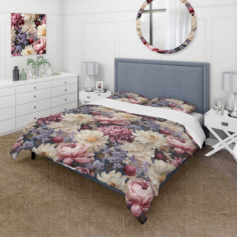 Ensemble de housse de couette Renaissance Opulence Magnolias, Housse de couette simple + 1 taie décorative stan