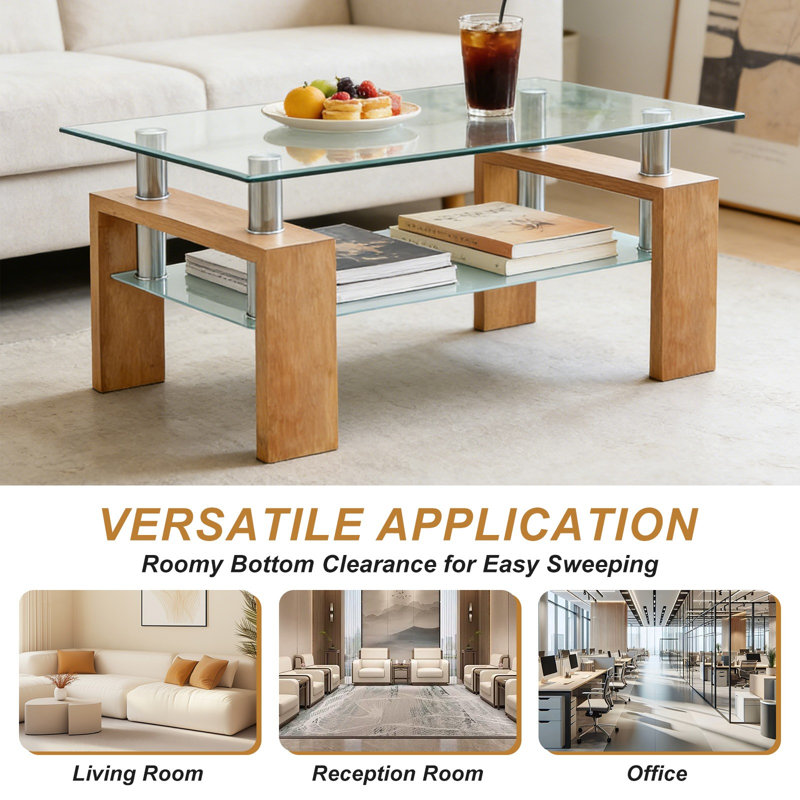Table basse moderne de salon avec table basse et tablette inférieure Living