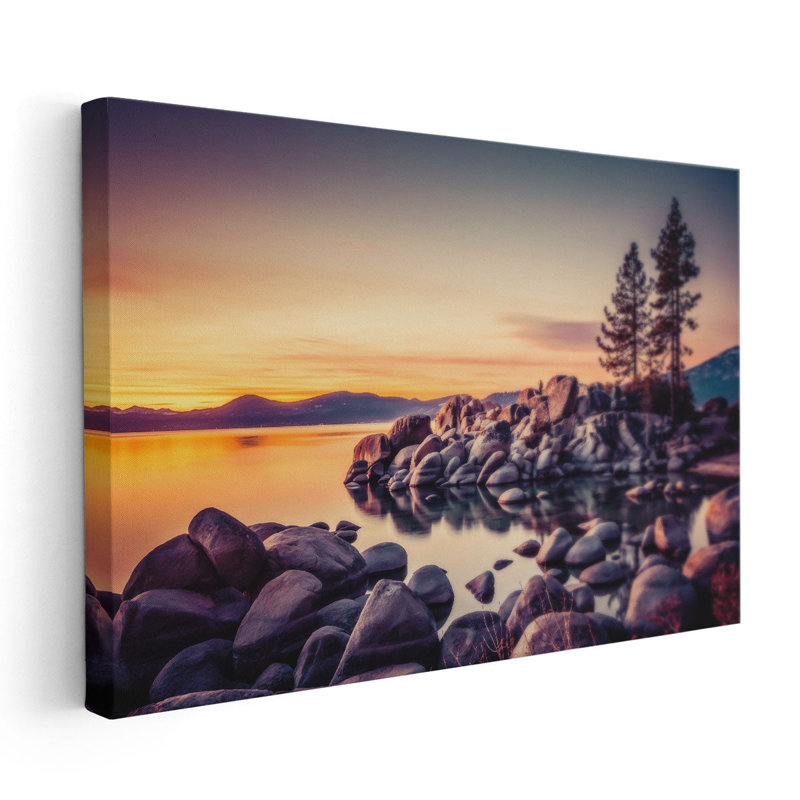 Magnifique lac Tahoe au coucher du soleil, H 24 po x l 36 po