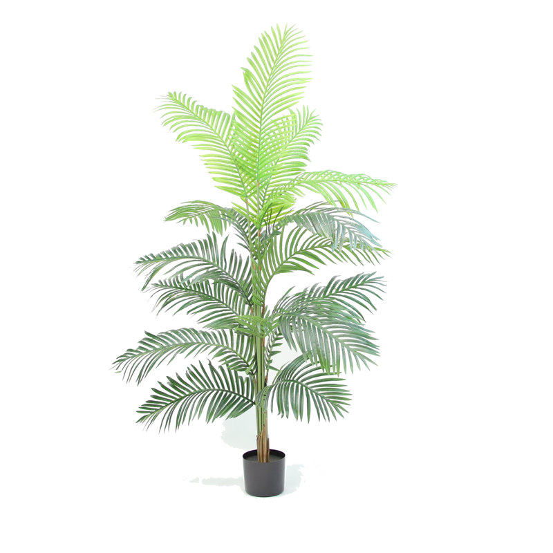 72" Tall Artificial Green Areca Palm in Black Planter Pot