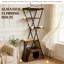 71" Modern Industrial Cat Tree: Multi-level Wooden Tower With Metal Frame & Washable Pads-1263502218