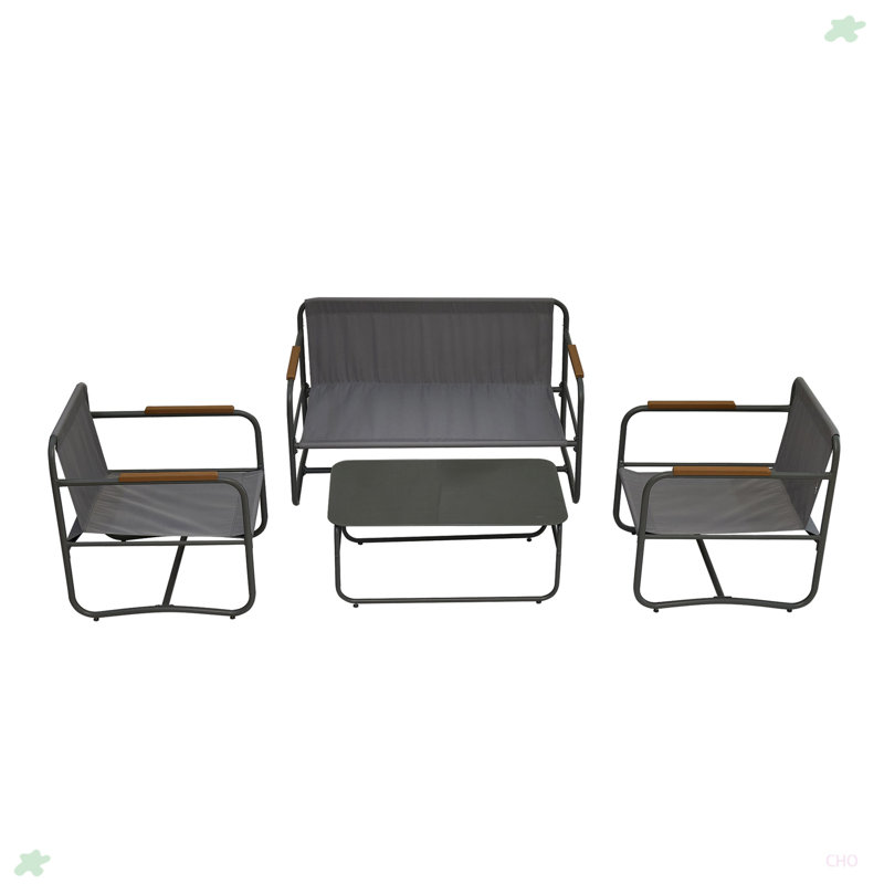 Ensemble de mobilier d'extérieur 4 pièces, ensemble de conversation pour patio avec coussin de siège amovible