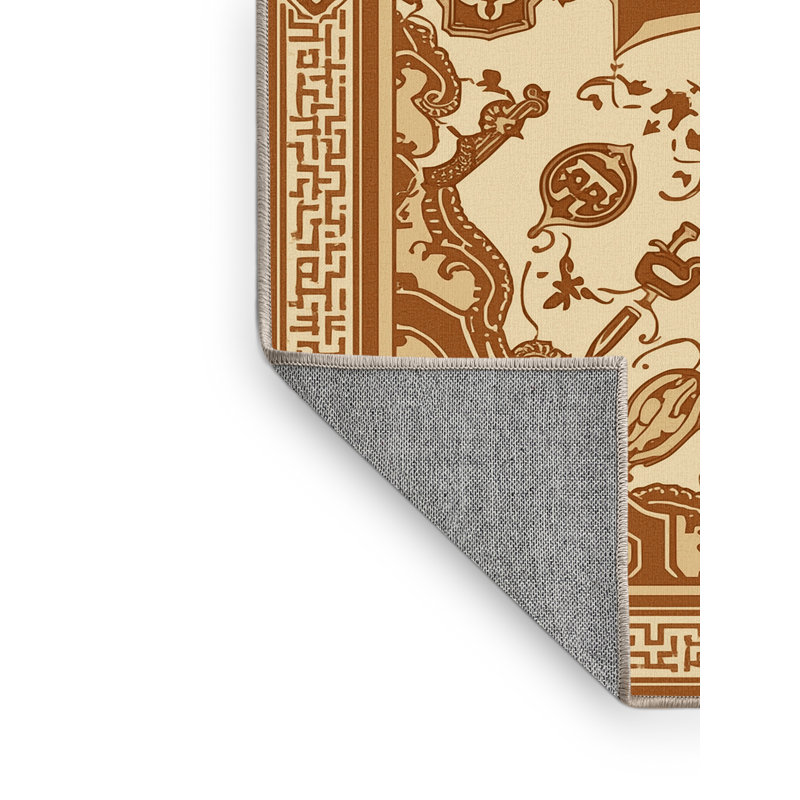 Tapis oriental traditionnel beige lavable à la machine Bergland - reliure beige, 2 x 3
