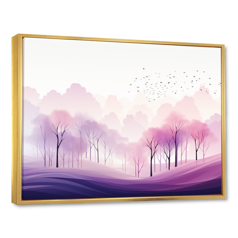 " Minimalism Forests Frequency III ", Gold Floater Framed, 34" H x 44" W x 1.5" D