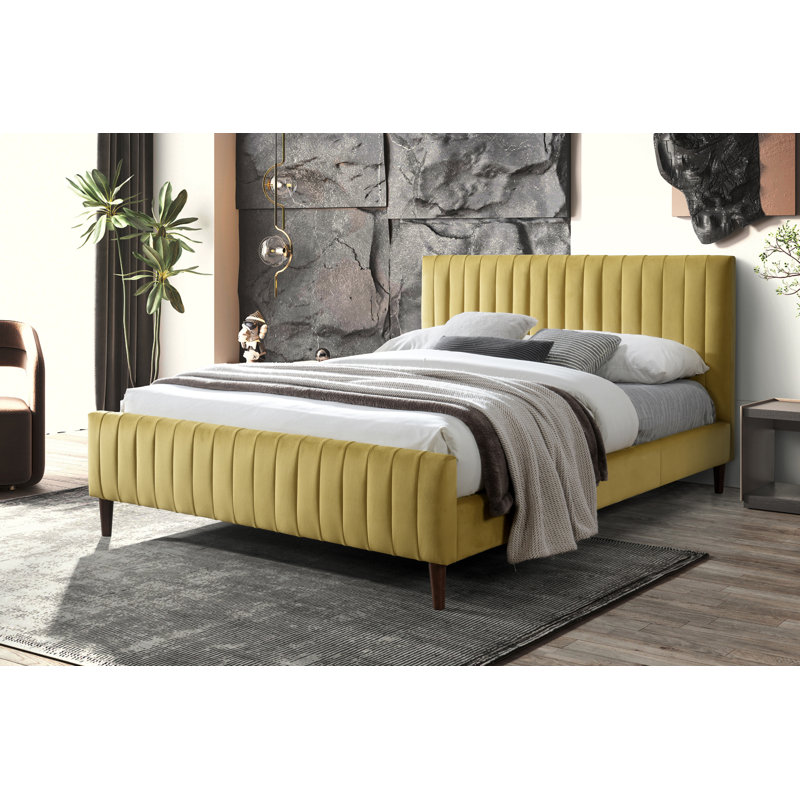 Lit plateforme tapissier Spencer Catisha, Doré, Grand