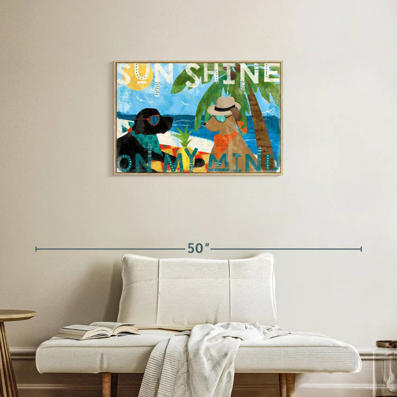 Good Vibes I, Floating Frame Natural Wood, 31" X 21"