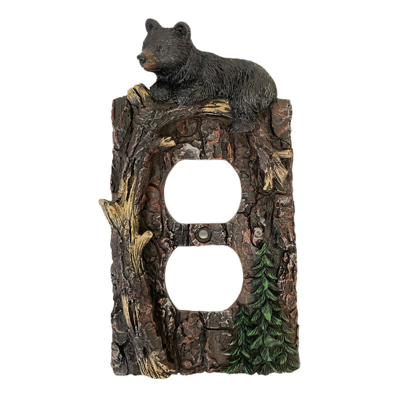 Plaque murale / housse de prise de courant en bois foncé à 1 branche