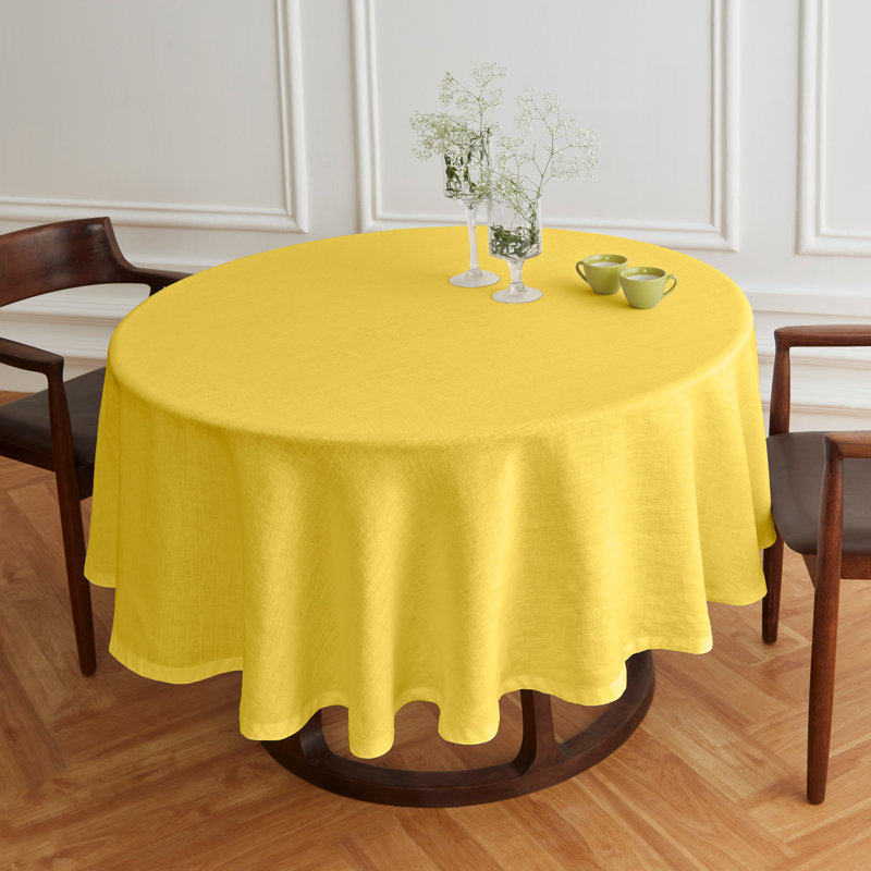 Sonoma - 100% Pure Linen Round Tablecloth (Prewashed), Yellow, 70" Round