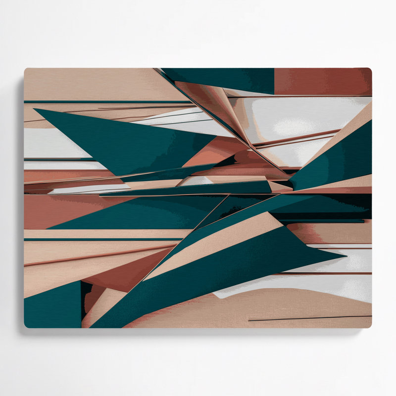 «Geometric Abstraction 64», art mural en métal gris, H 16 po x l 20 po