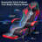 Hoffree LED Ergonomic Gaming Chair with Bluetooth Speakers and Vibration Lumbar Pillow-72855614