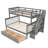 Stairway Twin-Over-Full Bunk Bed with Drawer, Storage and Guard Rail for Bedroom, Dorm, for Adults, Gray color-1852284859