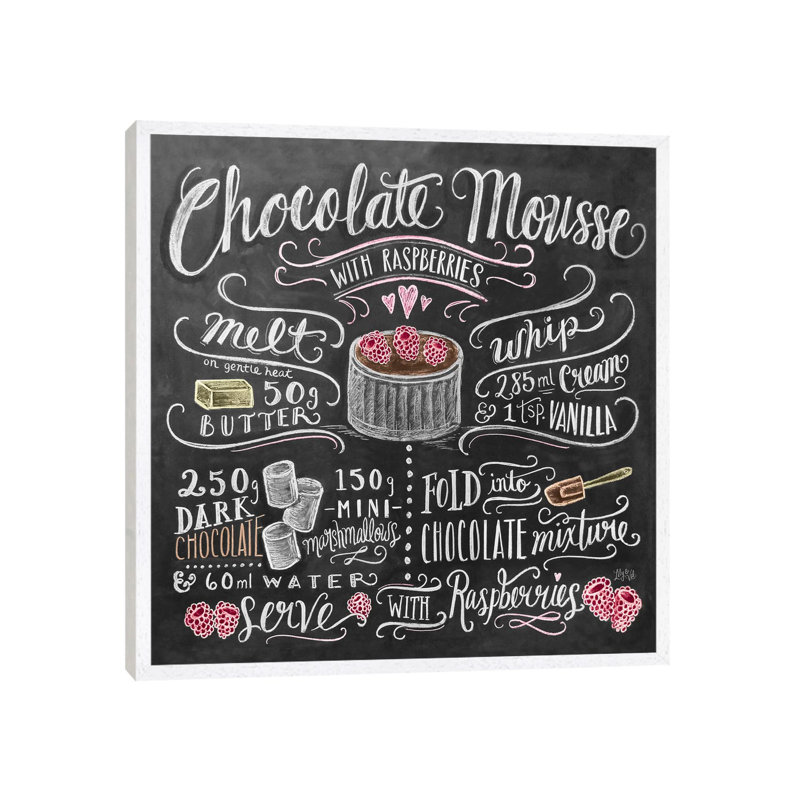 Chocolate Mousse Recipe - Print on Canvas, 66.04cm H x 66.04cm W x 3.81cm D, White Floater Framed