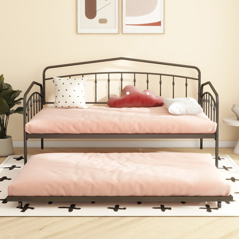 Size Wood Daybed with Pull-Out Trundle, Space-Saving Sofa Bed for Kids, Teens, or Guest Room, Black