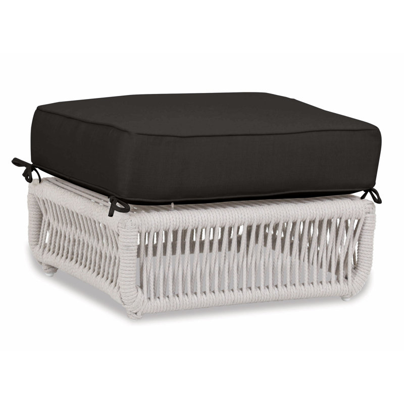 Repose-pieds d'extérieur avec coussin Lucan, Tissage uni Sunbrella® Spectrum carbone