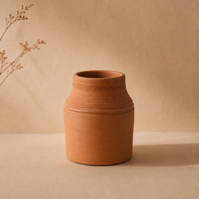 Terracotta Vase Natural Black H 6.3" & Dia 5.5"