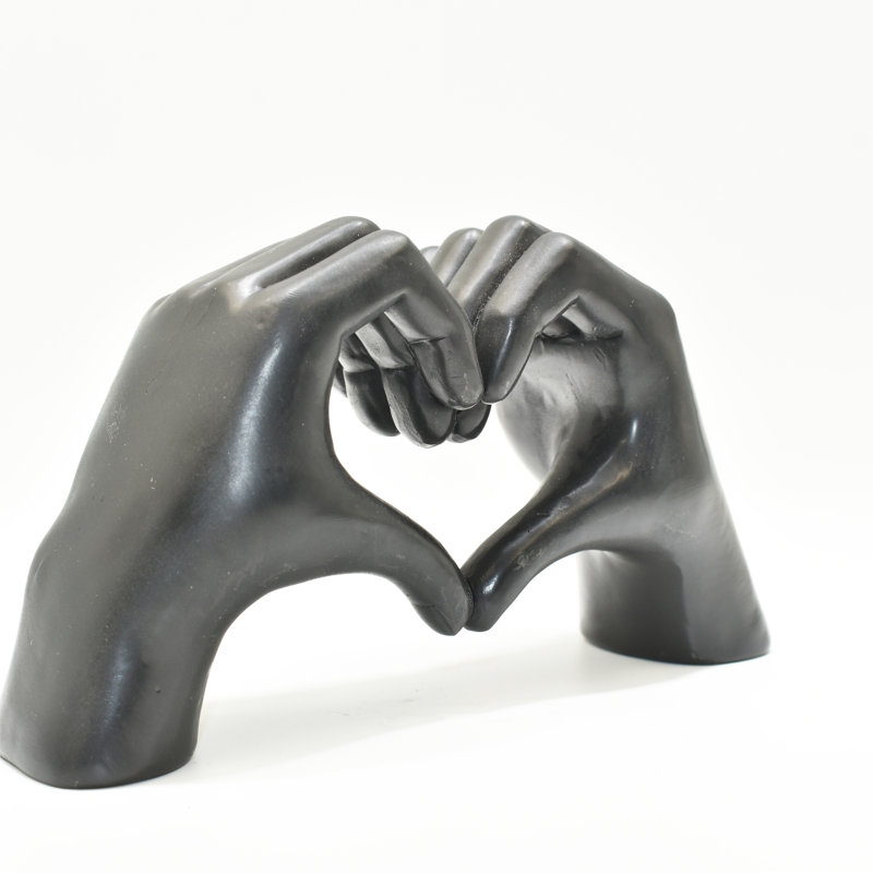 Adam & Friends Home Decor Heart Sign Hands Sculpture | 1-Piece, Black