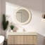 Meuble-lavabo flottant avec rangement, armoire en contreplaqué durable et lavabo en pierre frittée en travertin Roma, conception moderne en chêne blanc pour la salle de bain