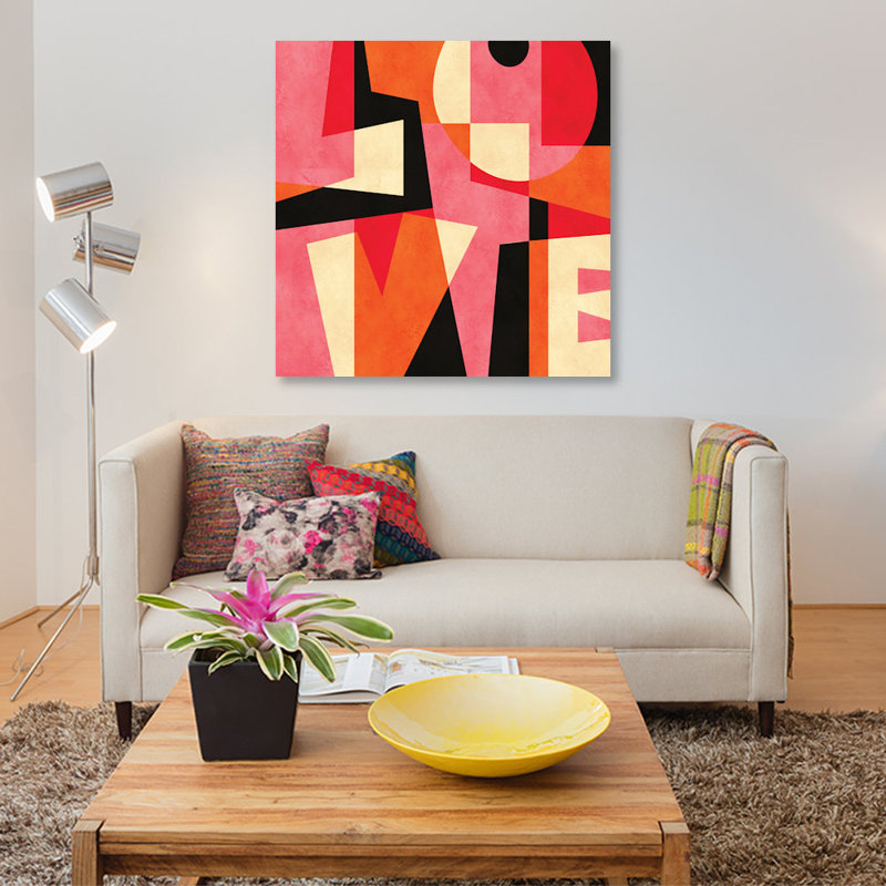 « love », impression sur toile, H 12 po x l 12 po x P 1,5 po, Toile tendue, Pas de tapis