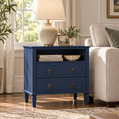 Ensemble de 2 tables de chevet de 26 pouces de large, table de chevet moderne avec 2 tiroirs et tablette ouverte, table de bout avec rangement pour chambre à coucher et salon