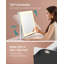 Miroir de maquillage pour meuble-lavabo avec lumières, commande tactile, réglable en angle, avec ports de charge, miroir grossissant 10X détachable, 3 températures de couleur, intensité variable, support pour téléphone, blanc mat ULWM002W01