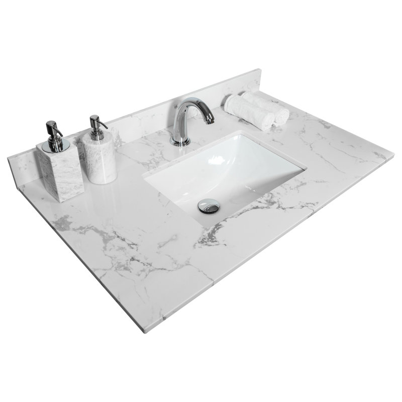 31 po. Surface de meuble-lavabo en pierre avec comptoir pré-scellé en céramique