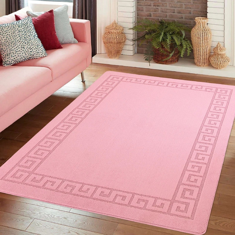 Pink Non Slip ROCCO Area Rugs & Runners – Luxury Living Room Carpet, Bedroom Rug, Kitchen Floor Mat & Hallway Door Mat