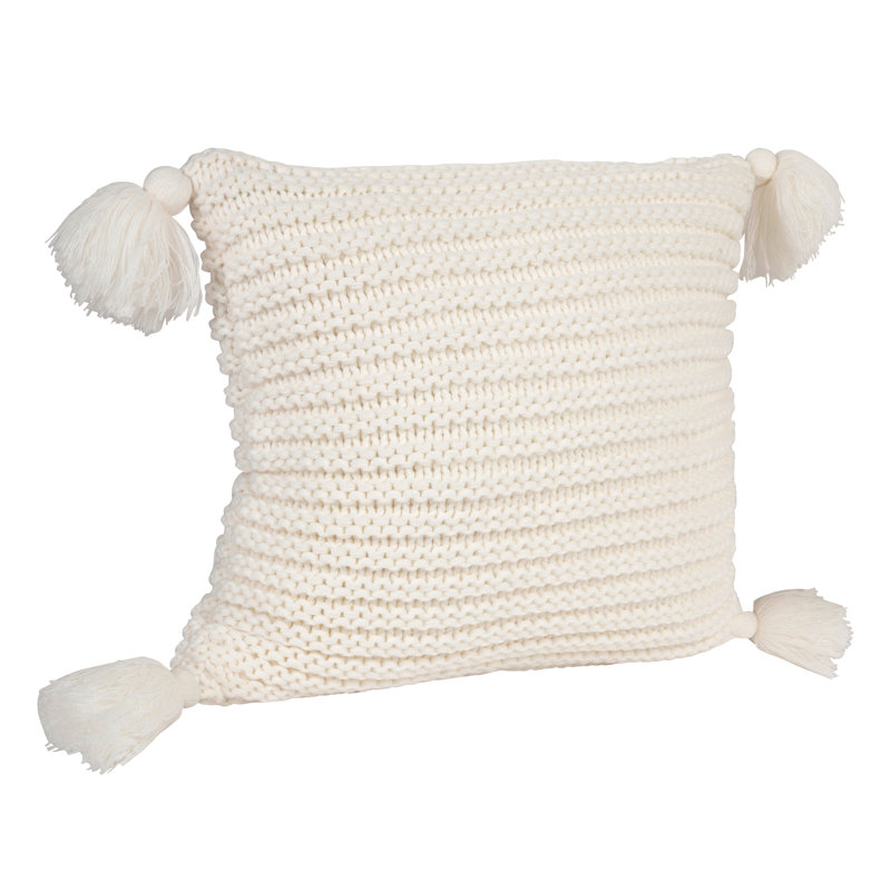 Tassey Tassels Pillow Cover, Ivory White
