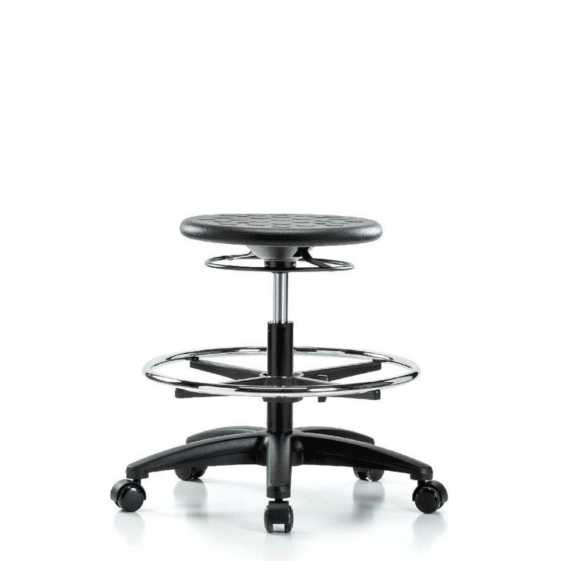 Tabouret industriel à hauteur ajustable avec repose-pieds