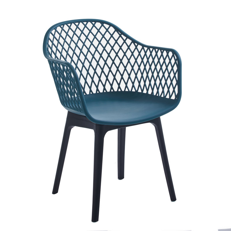 Chaise avec accoudoirs à dossier croisé, bleu