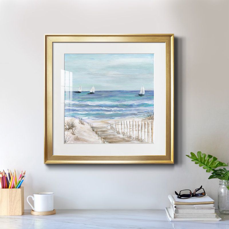 Gulf Shores III - peinture encadrée, H 17,5 po x l 17,5 po x P 1,5 po, Encadrement doré