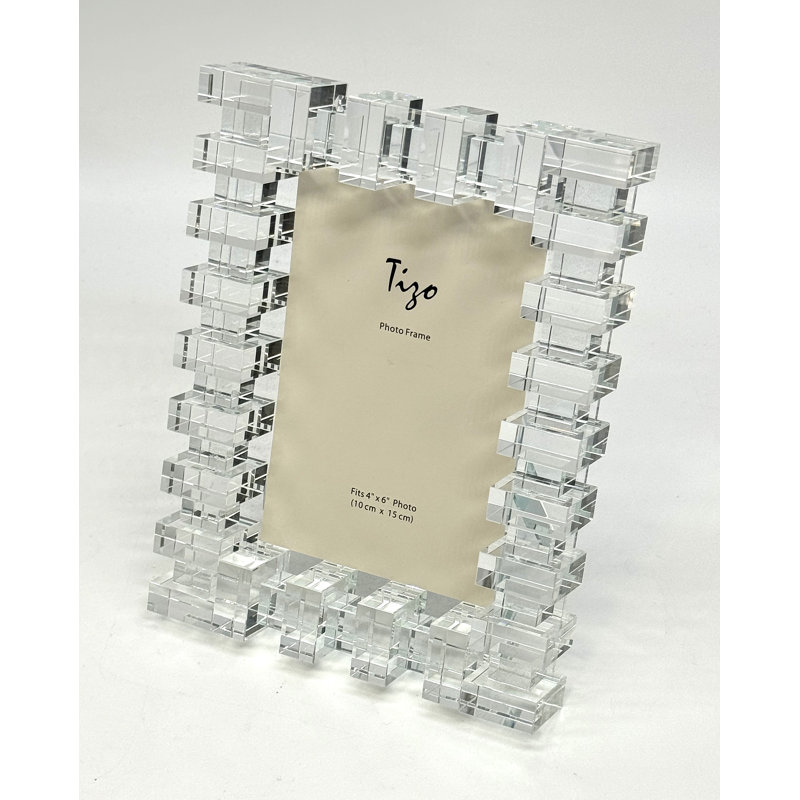 Crystal Glass Picture Frame, 4" W x 6" H