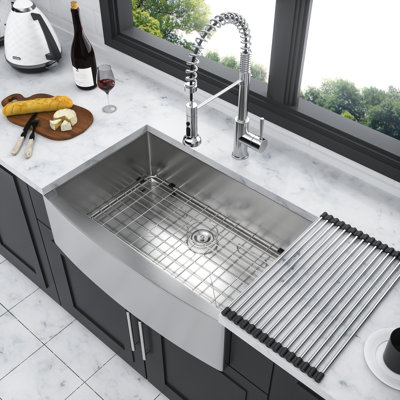 30"X21"X10" Stainless Steel Sink - 16 Gauge, Basin With Noise Control Feature And Installation Guide 30 Inch Deep Kitchen Steel, Rounded Corners For Included Roll Drying Rack
