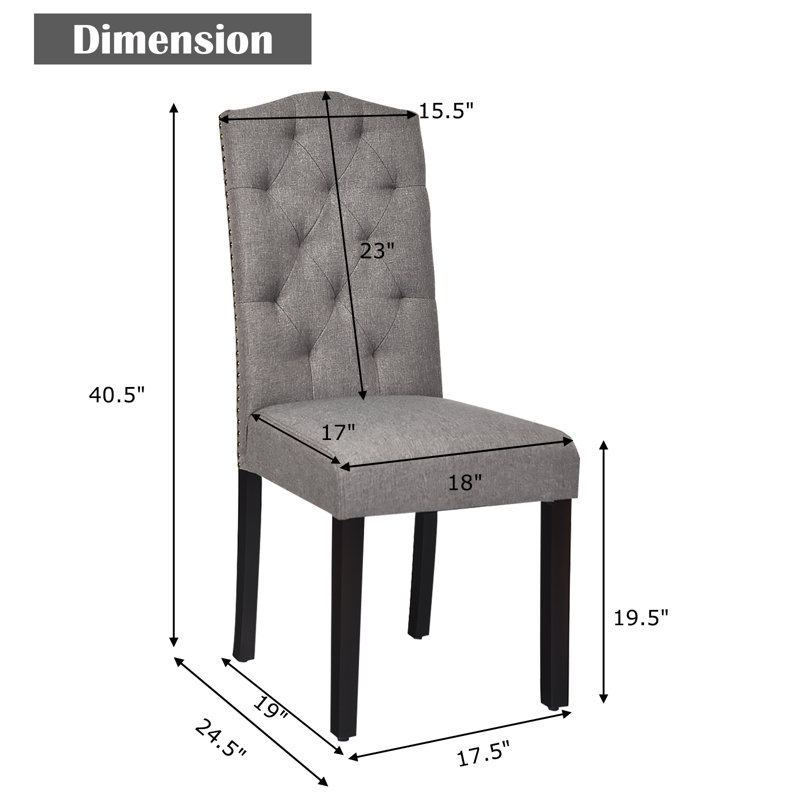 Eastport 19.5'' H Tufted Linen Upholstered Parsons Chair, Gray