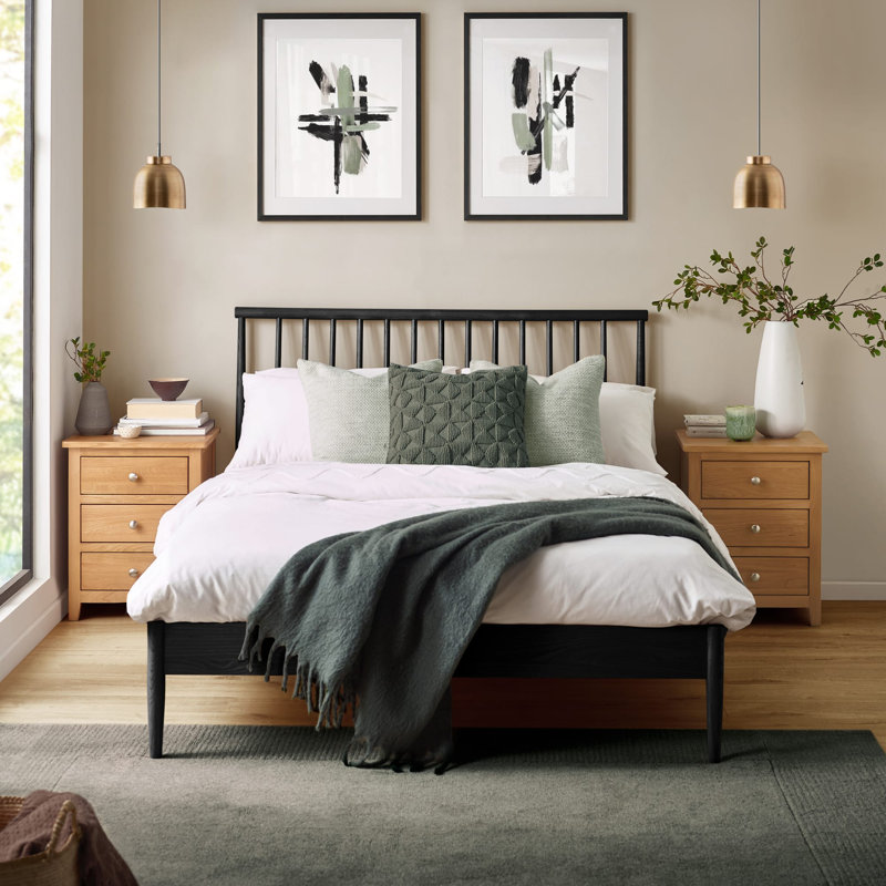 Oak Spindle Bed, Double (4'6), Black
