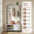 Hall Tree With Bench And Shoe Storage, Coat Rack With Shoe Storage, Wood Look, Coat Rack With Bench, Industrial Style, Large 6 Hooks, 31.5" X 15.8" X 71" White Color, Shoe Storage-1130922273