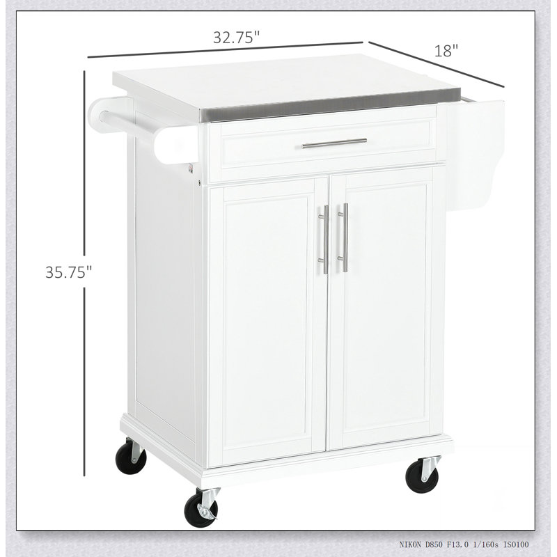 Chariot de cuisine polyvalent avec plateau en acier inoxydable, tiroir, porte-serviettes et support à épices pour un rangement et une mobilité efficaces