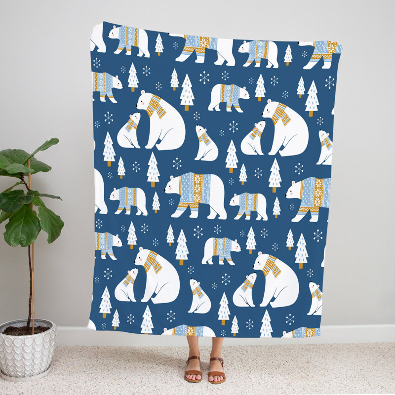 Throw Blanket, 51" W x 60" L, Animal Print/Abstract, Blue/Tan