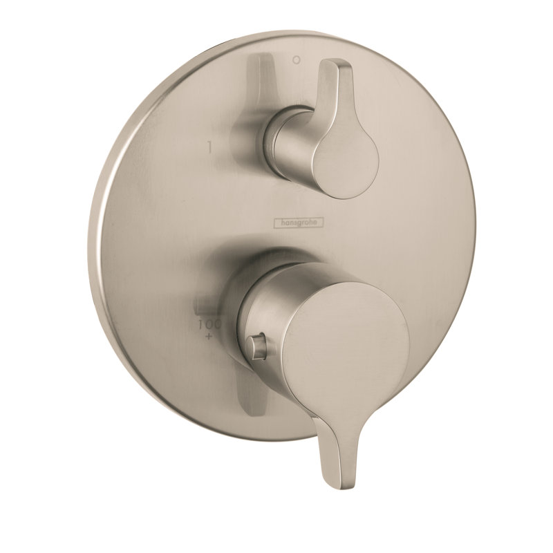 Garniture de robinet thermostatique à contrôle de volume avec poignée levier Ecostat, Nickel brossé