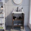 Meuble-lavabo et lavabo moderne brun, solution de salle de bain peu encombrante