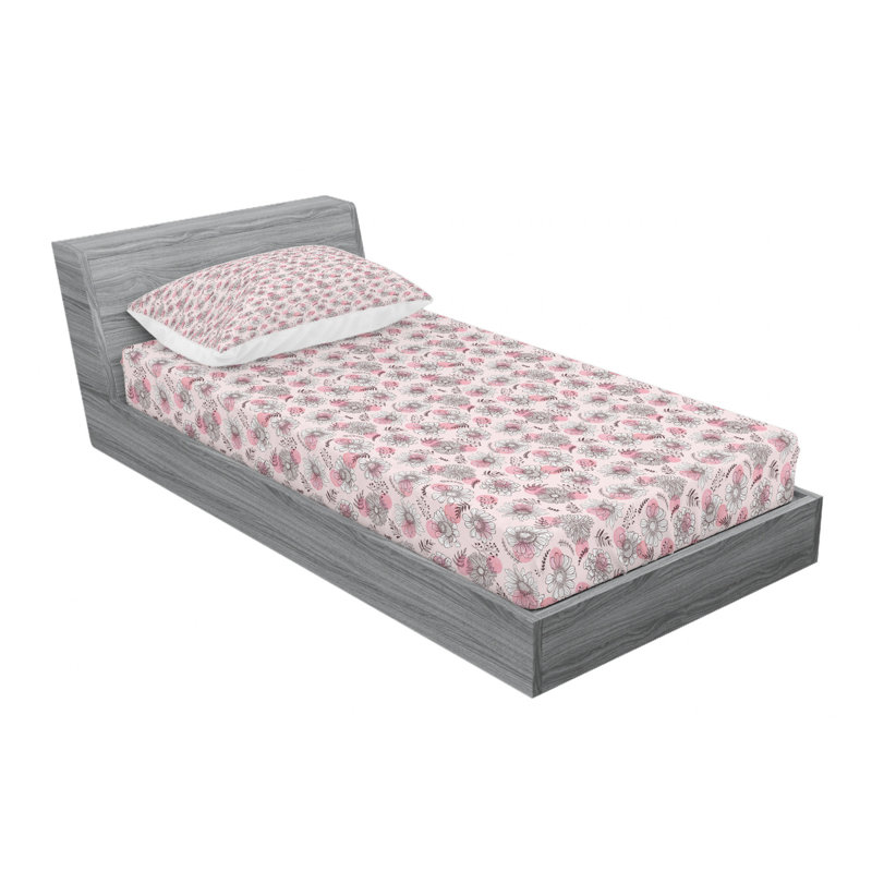 Microfiber Floral Sheet Set, Twin Sheet Set with Fitted Sheet
