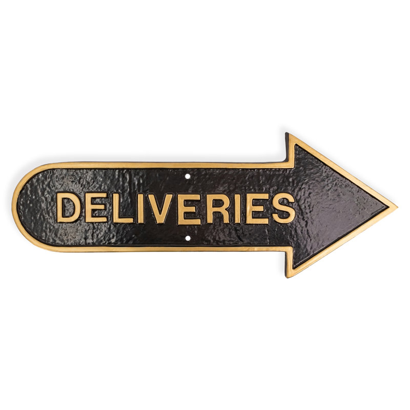 Plaque de déclaration 6 "x 15,5" flèche droite - noir / or, Noir et or