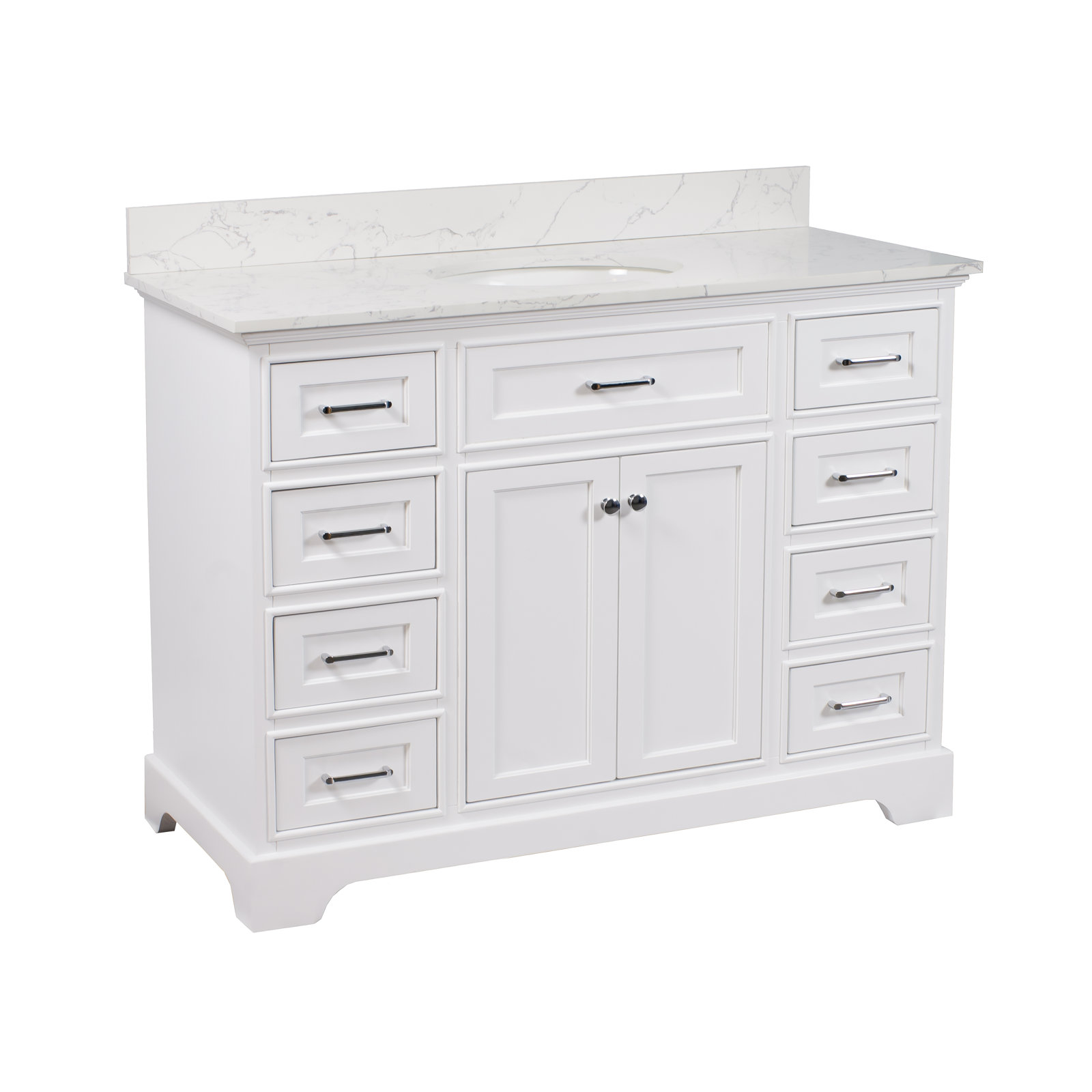 Ronnie 48'' Single Bathroom Vanity, White, Engineered Marble
