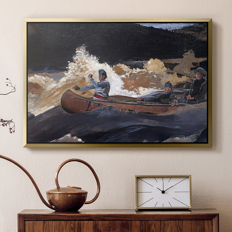 Shoot the Rapids, Saguenay River, 1905-1910 - Winslow Homer, toile tendue avec châssis, 16 x 24, Doré