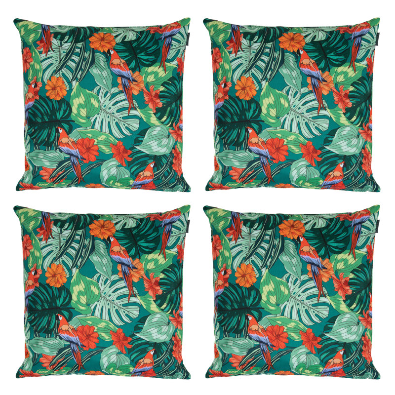 icon Indoor and Outdoor Waterproof Filled Cushion Set of 4 Green Parrot