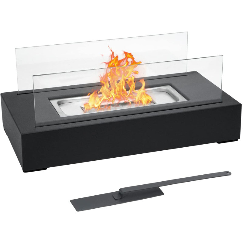 Glass Ethanol Outdoor Tabletop Fireplace with Flame Guard