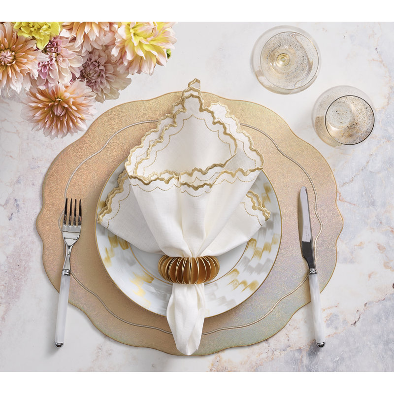 Arches Napkin, White/Gold