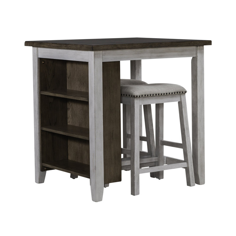 Latour Counter Height Dining Set w/ Upholstered Seats, Two Tone, 3 Piece